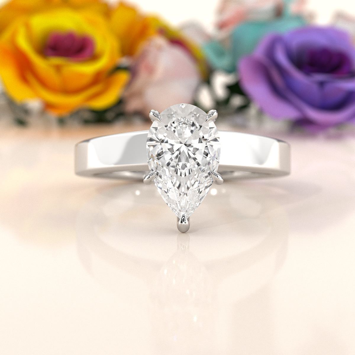 3.5mm Cathedral Style Flat Edge Solitaire Lab Grown Diamond IGI Certified Engagement Ring 4g Setting 1.00 Ctw.